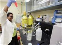 Dr. Rajani Srinivasan of Blackland Research & Extension Center in Temple tests for coliform in Lampasas River water. Researchers are studying the Lampasas and Leon rivers, both listed as impaired for bacteria. –photo by Scott Gaulin/Telegram