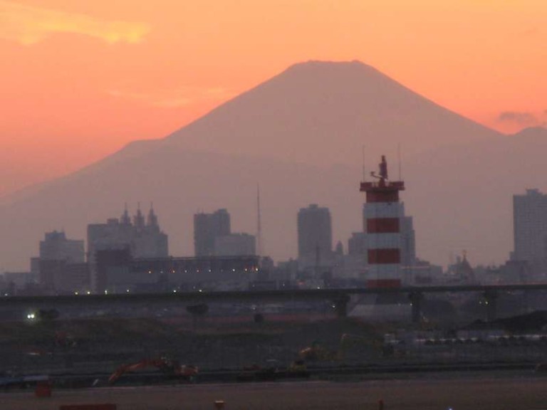 View of Mt. Fiji from Haneda Airport in Tokyo Japan
