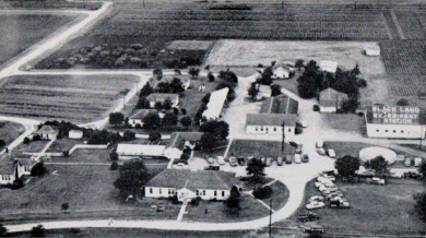 Aerial view of headquarters area of the Blackland Station.